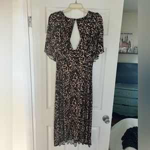 Deep V leopard print midi